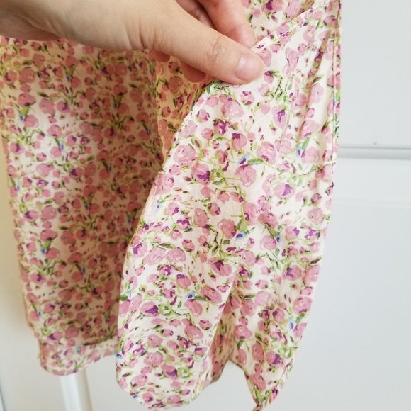 NWOT Pink Ditsy Floral Puff Sleeve Drop Shoulder Dress - Picture 8 of 9